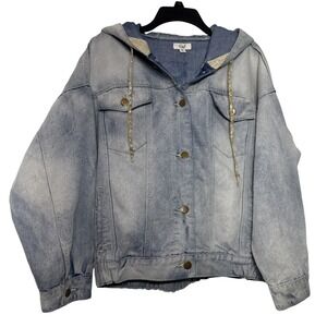 Easel Los Angeles Clothing Distressed Washed Light Blue Denim Jacket Size Medium